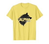 Alpha Status: Fierce Wolf Leadership Icon T-Shirt, Men, Lemon, M