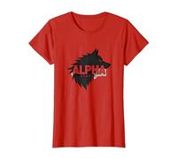 Alpha Status: Fierce Wolf Leadership Icon T-Shirt, Women, Red, XS
