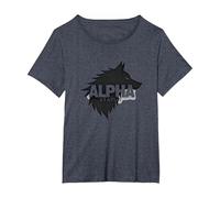 Alpha Status: Fierce Wolf Leadership Icon T-Shirt, Women's Plus, Heather Blue, 6X
