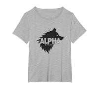 Alpha Status: Fierce Wolf Leadership Icon T-Shirt, Women's Plus, Heather Grey, 1X