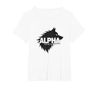 Alpha Status: Fierce Wolf Leadership Icon T-Shirt, Women's Plus, White, 4X