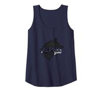 Alpha Status: Fierce Wolf Leadership Icon Tank Top, Women, Navy, L