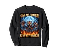 Alpha Tiger Meme Give Me Protein Brainrot Men Funny Sweatshirt