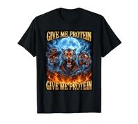 Alpha Tiger Meme Give Me Protein Brainrot Men Funny T-Shirt
