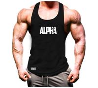 Alpha Vest Gym Clothing Muscles Bodybuilding Training Workout Exercise MMA Boxing Gift Tank Top (UK, Alpha, XL, Regular, Regular, Black)