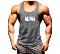 Alpha Vest Gym Clothing Muscles Bodybuilding Training Workout Exercise MMA Boxing Gift Tank Top (UK, Alpha, L, Regular, Regular, Charcoal)