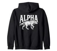 Alpha Wolf Distressed Lone Wolf Gym & Wildlife Design Zip Hoodie