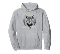Alpha Wolf Fierce Predator with Penetrating Yellow Eyes Pullover Hoodie, Adult Unisex, Heather Grey, XL