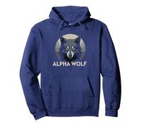 Alpha Wolf Fierce Predator with Penetrating Yellow Eyes Pullover Hoodie, Adult Unisex, Navy, XXL