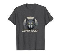 Alpha Wolf Fierce Predator with Penetrating Yellow Eyes The Wolf Man T-Shirt, Men, Dark Heather Grey, XX-Large