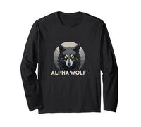Alpha Wolf: Fierce Predator with Piercing Yellow Eyes Long Sleeve T-Shirt, Adult Unisex, Black, S
