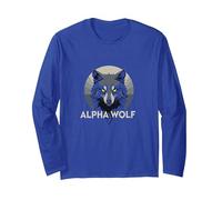 Alpha Wolf: Fierce Predator with Piercing Yellow Eyes Long Sleeve T-Shirt, Adult Unisex, Royal Blue, XL
