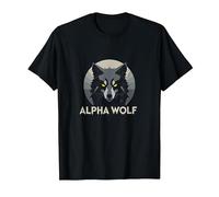 Alpha Wolf: Fierce Predator with Piercing Yellow Eyes T-Shirt, Men, Black, XXL