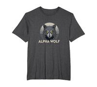 Alpha Wolf: Fierce Predator with Piercing Yellow Eyes T-Shirt, Men's Big and Tall, Dark Heather Grey, 2X Tall