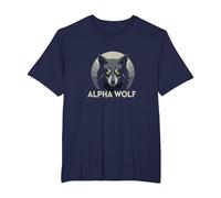 Alpha Wolf: Fierce Predator with Piercing Yellow Eyes T-Shirt, Men's Big and Tall, Navy, 2X Tall