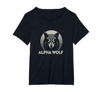 Alpha Wolf: Fierce Predator with Piercing Yellow Eyes T-Shirt, Women's Plus, Black, 2X