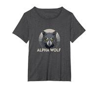 Alpha Wolf: Fierce Predator with Piercing Yellow Eyes T-Shirt, Women's Plus, Dark Heather Grey, 2X