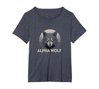 Alpha Wolf: Fierce Predator with Piercing Yellow Eyes T-Shirt, Women's Plus, Heather Blue, 2X