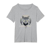 Alpha Wolf: Fierce Predator with Piercing Yellow Eyes T-Shirt, Women's Plus, Heather Grey, 2X