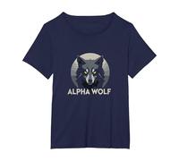 Alpha Wolf: Fierce Predator with Piercing Yellow Eyes T-Shirt, Women's Plus, Navy, 2X