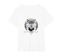 Alpha Wolf: Fierce Predator with Piercing Yellow Eyes T-Shirt, Women's Plus, White, 2X