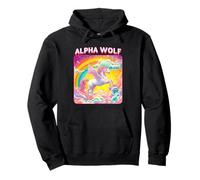 Alpha Wolf (Funny Unicorn Rainbow Graphic) Pullover Hoodie