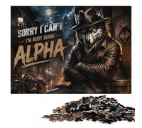 Alpha Wolf Graphic Design Wooden Adult Puzzle 1000 Pieces | Piece-by-piece progress - a clear section-by-section approach on weekends.