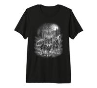 Alpha Wolf Howling at The Moon Forest Wildlife Art Design Premium T-Shirt