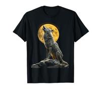 Alpha Wolf Howling Full Moon Mountain Lover Graphic T-Shirt