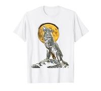 Alpha Wolf Howling Full Moon Mountain Lover Graphic T-Shirt, Men, White, 4X-Large