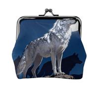 Alpha Wolf Leader Leather Coin Purse for Women-Small Kiss Lock Wallet, Mini Card Holder for Keys Lipstick, Cute Change Purse for Travel