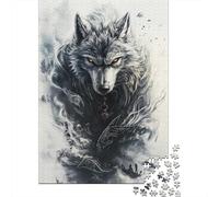 Alpha Wolf with Glowing Eyes 1000-Piece Adult Jigsaw Puzzle, 38x26cm/1000pcs; White Card with A Low-dust Finish; Easy to Continue on Another Evening