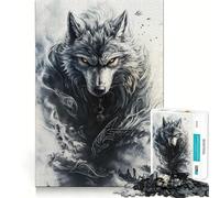 Alpha Wolf with Glowing Eyes 1000 Piece Jigsaws for Adults Mental Improve Play Laser Cut for Flawless Fit Family Fun Night Activity (38x52cm)