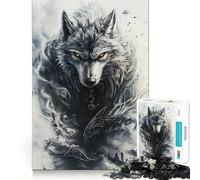 Alpha Wolf with Glowing Eyes Jigsaw Puzzle 1000 Piece Mental Exercise Fun Seamless Fit Precise Pieces Engaging Way to Pass Free Hours (50x75cm)