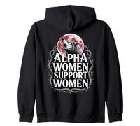 Alpha Women Support Women Wolf Fearless Alpha Girl Werewolf Zip Hoodie