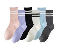 Alpha Women's Bamboo Sports Socks - 6 Pairs Multipack Breathable Crew Walking Socks (UK, One Size, Multicolor-B)