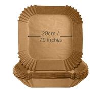 Alpha7 80 Pack Square Air Fryer Liners Disposable, 20cm/7.9 Inch Paper Air Fryer Liners, Non-Stick Paper Liner, Oil Proof for Air Fryers, Airfryer Liner for 4.5L-7.5L Basket
