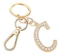 AlphaAcc Keychain for Women Purse Charms for Handbags Crystal Alphabet Initial Letter Pendant with Key Ring, Letter:c, Large