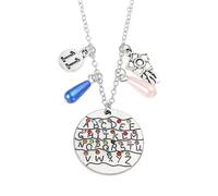 Alphabet A-Z Wall Light Necklace & Keychain Set, Sci-Fi Horror Letter Pendant, Strange Mysterious Light Communication Design, Halloween Cosplay Gift (Necklace)