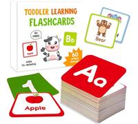 Alphabet ABC Flash Cards, for Toddlers Age 1 to 4, 60PCS Double Sided Learning Cards, Baby Flashcards Speech Development Toys, First Words Educational Game, Animals, Numbers, Letters