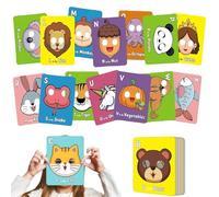 Alphabet ABC Flash Cards With Animal Masks, Colorful Alphabet Mask Cards, Learn Letters, Animals & Role Play (1PCS)