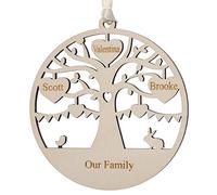 Alphabet barn Personalised Family Tree Gift Keepsake Present For Mum Grandma Friend Huband Wife Anniversary Present Engraved Wood Momento 12.5cm (3 names/hearts)