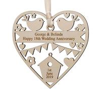 Alphabet barn Personalised Wedding Gift for Couple Him Her Wooden Heart Decoration Engraved Keepsake Plaque 12.5cm x 12.5cm