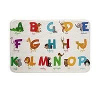 Alphabet Bath Mat Kids Giraffe Koala Zoo Animal Non Slip Absorbent Bath Rugs Super Cozy Microfiber Cute ABC Learning Bathroom Rug Carpet Toddler Bathroom Accessories Home Living Room Rug 16"x24" …
