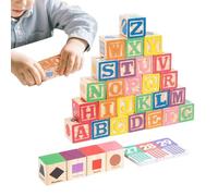 Alphabet Blocks Toy - Number Learning Puzzle, Kids Animal Matching Game, Stacking Cubes | Educational Stacking Sorting Travel Activity For Kindergarten Preschool & Classroom Homeschool