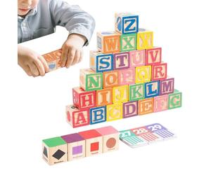 Alphabet Blocks Toy - Number Learning Puzzle, Kids Animal Matching Game, Stacking Cubes | Educational Stacking Sorting Travel Activity For Kindergarten Preschool & Classroom Homeschool