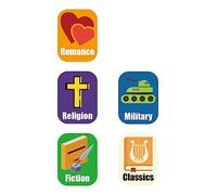 Alphabet Book Spine Labels for Classroom Library | 450PCS Stickers for Classroom Book Organization (Romance Religion Fiction Military Classics)