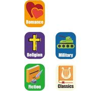 Alphabet Book Spine Labels for Classroom Library | 450PCS Stickers for Classroom Book Organization (Romance Religion Fiction Military Classics)