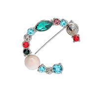 Alphabet Brooch Pins for Women and Men, A-Z Gold and Silver Rhinestone Initial Letter Lapel Pin, Fashion Jewelry Gift (C)