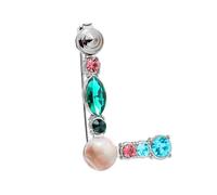 Alphabet Brooch Pins for Women and Men, A-Z Gold and Silver Rhinestone Initial Letter Lapel Pin, Fashion Jewelry Gift (L)